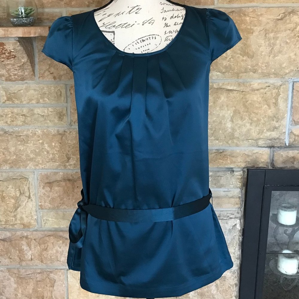 Espirit Teal Belted Short Sleeve Top